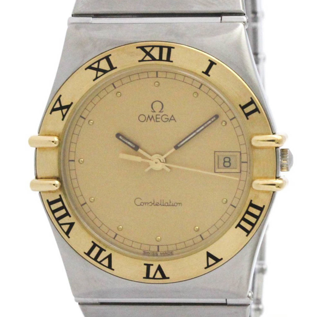 Pre-Owned OMEGA Constellation 18K Gold Steel Quartz Mens Watch 396.1070 Polished