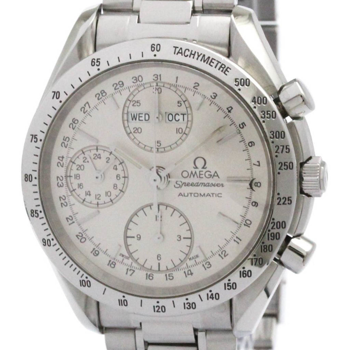Pre-Owned OMEGA Speedmaster Triple Date Steel Automatic Watch 3521.30 Polished