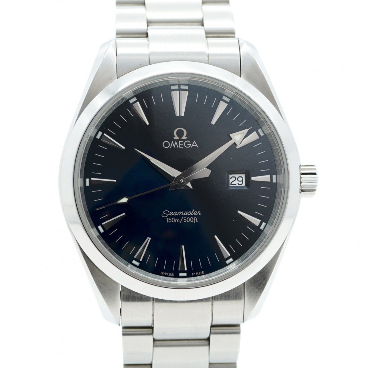 Gebrauchte Omega Seamaster Herrenuhr mit blauem Zifferblatt 