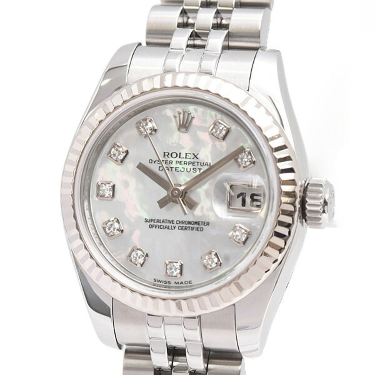 Gebrauchte Rolex-Uhr Datejust 10P Diamond Automatic V Serial SS x WG Shell Dial ROLEX 179174NG 