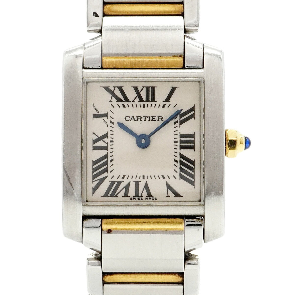 Pre-Owned Cartier Tank Fran?aise SM Two-tone Watch W51007Q4 White Dial Women's