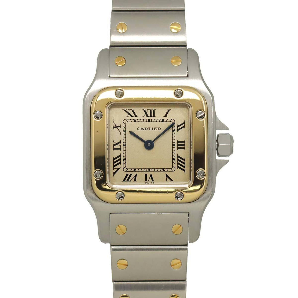 Pre-Owned Cartier Santos Galbee SM W20012C4 Two-Tone Ladies' Watch, Ivory & 18K Yellow Gold, Quartz Watch