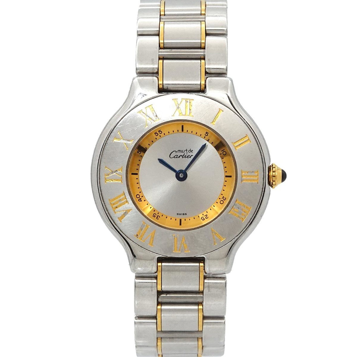 Pre-Owned Cartier Must 21 Vantianne Two-tone Watch W10072R6 Boys' Silver Quartz