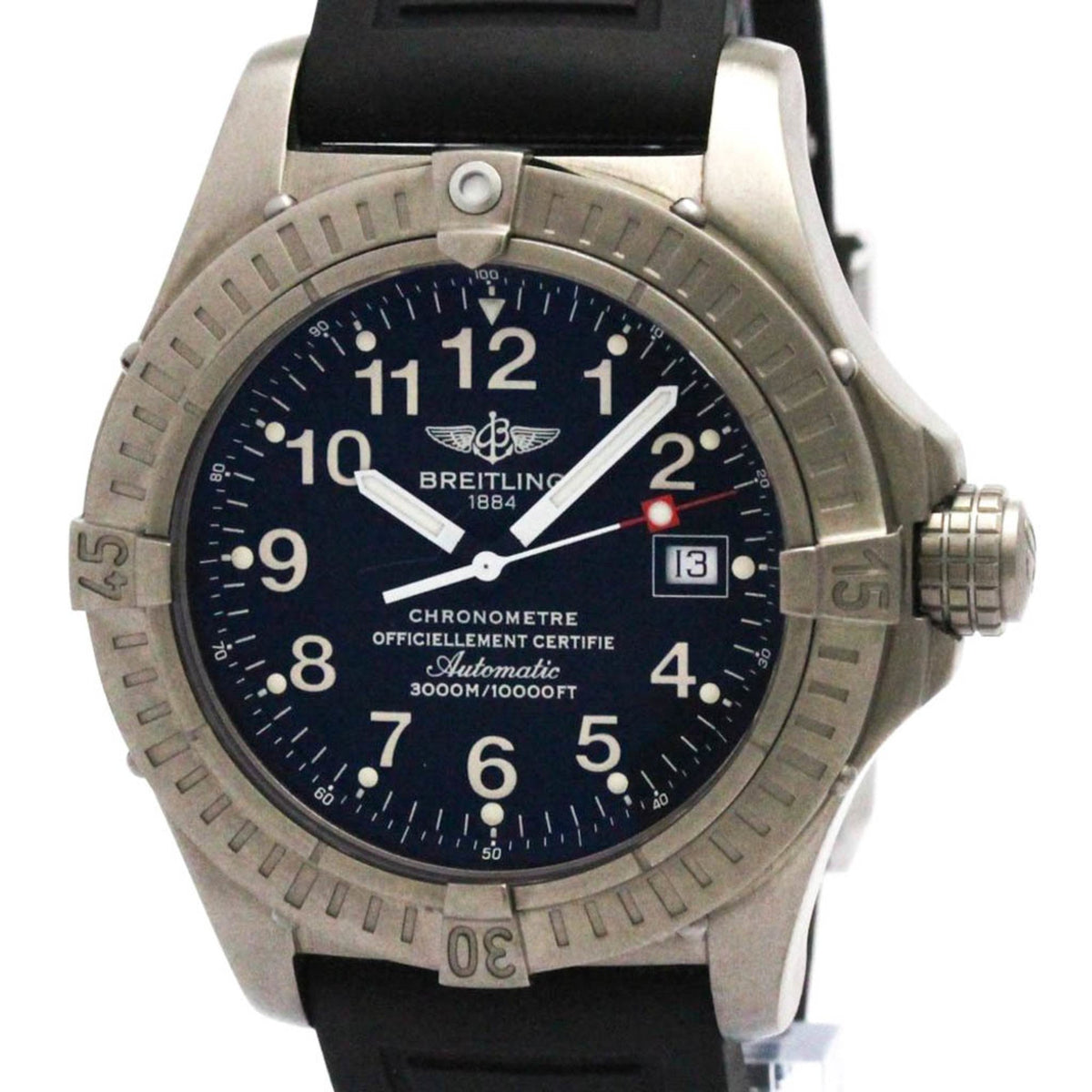Gebrauchte BREITLING Avenger Seawolf Titanium Automatik Herrenuhr E17370 Poliert 