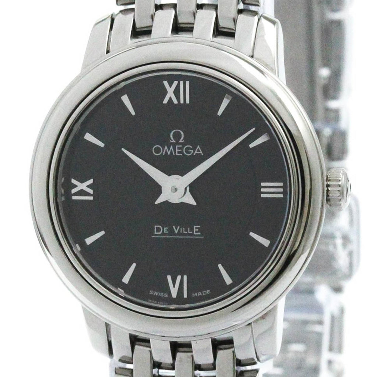 Gebrauchte polierte OMEGA De Ville Prestige Stahl-Damenuhr 424.10.24.60.01.001 BF580439 