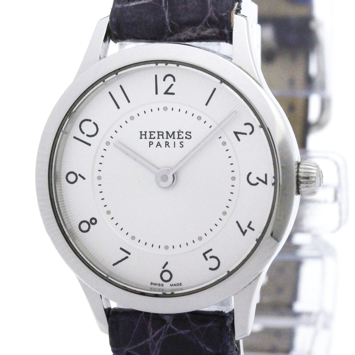 Pre-Owned HERMES Slim D'Hermes Steel Quartz Ladies Watch CA2.110 Polished