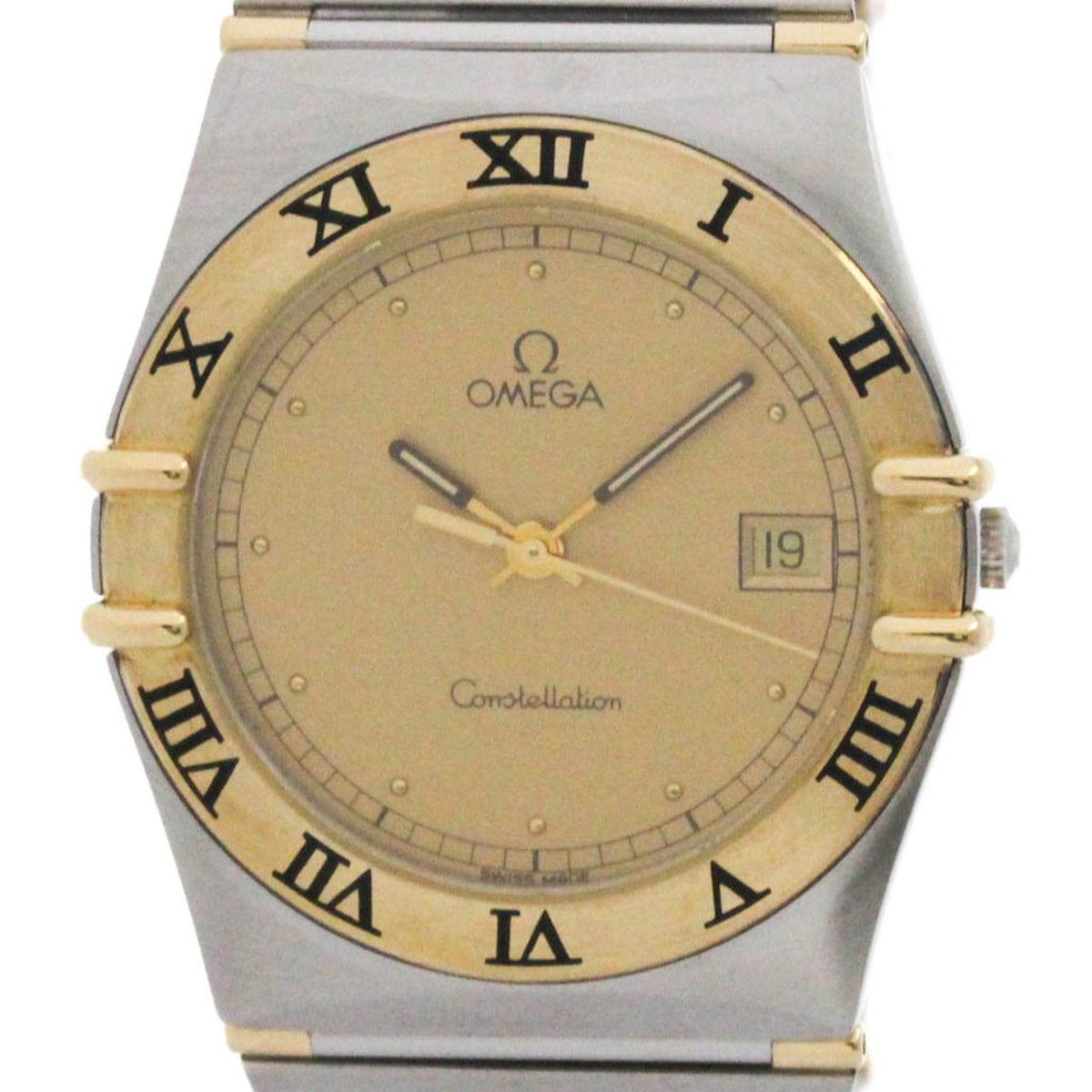 Pre-Owned OMEGA Constellation 18K Gold Steel Quartz Mens Watch 396.1070 Polished