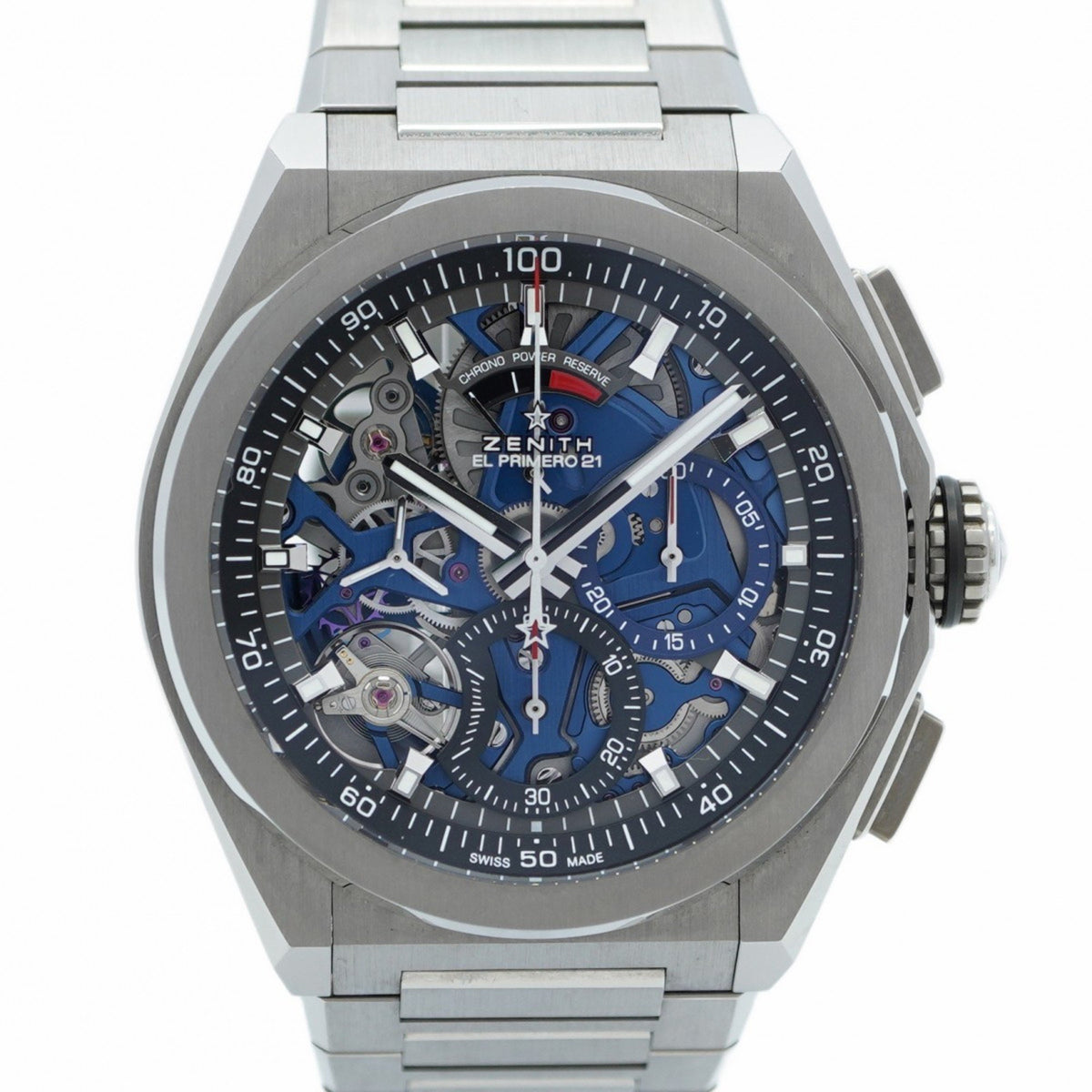 Gebrauchte Zenith Defy El Primero 21 95.9002.9004 Herrenuhr mit Skelett-Zifferblatt 