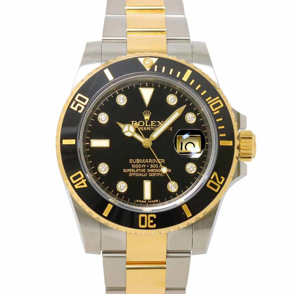 Gebrauchte Rolex ROLEX Submariner Date Combi 116613GLN Zufallszahlen-Roulette 8P Diamant Herrenuhr Schwarz K18YG Gelbgold Automatikaufzug 
