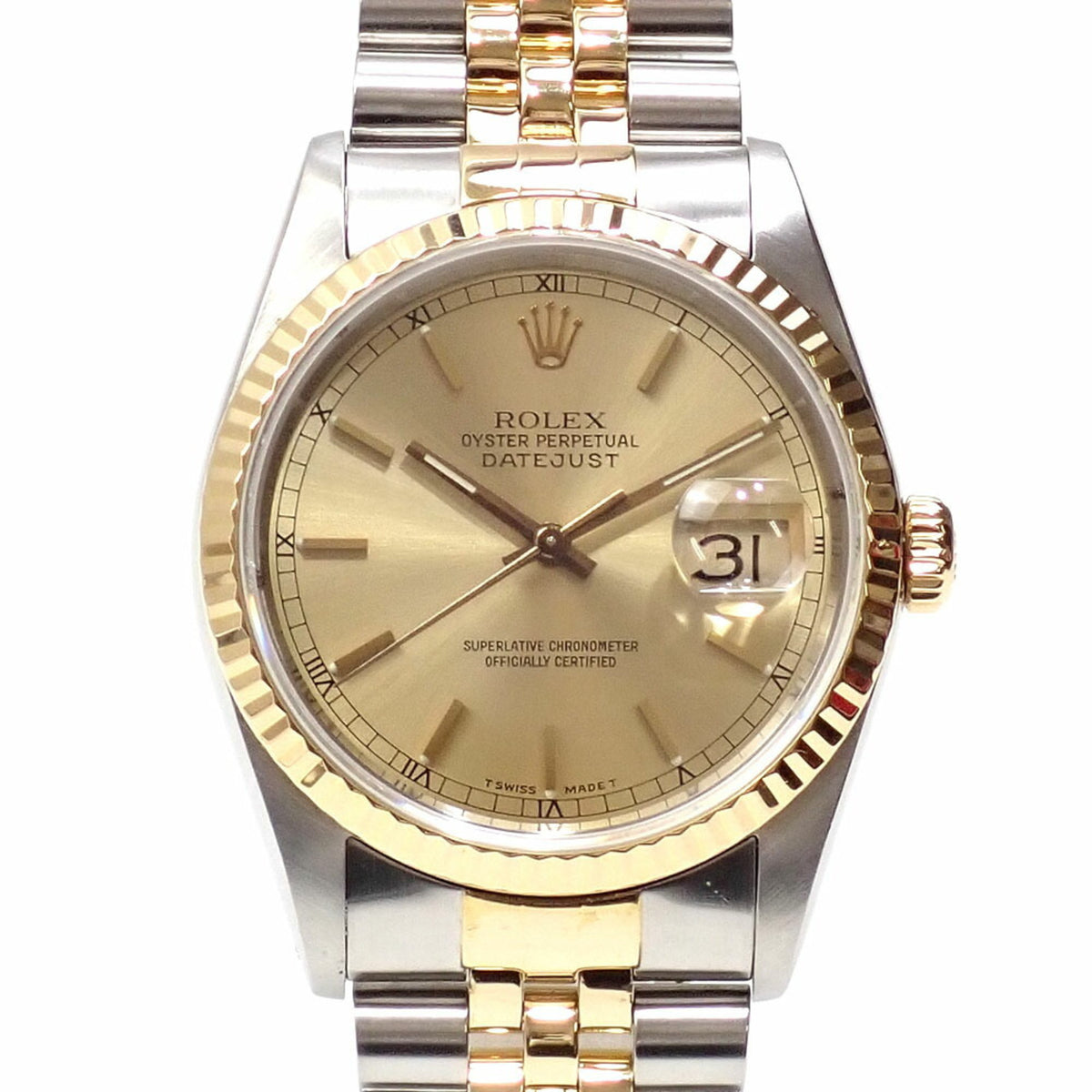Pre-Owned Rolex Datejust Men's 16233 Automatic L-Serial Number, Circa 1990, Stainless Steel Yellow Gold Watch, C195047