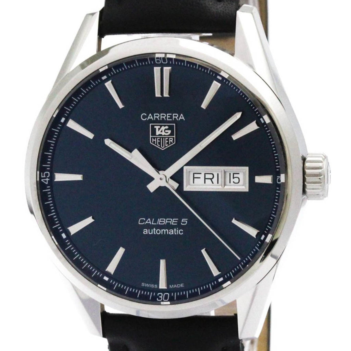 Pre-Owned TAG HEUER Carrera Calibre 5 Day Date Automatic Watch WAR201E Polished