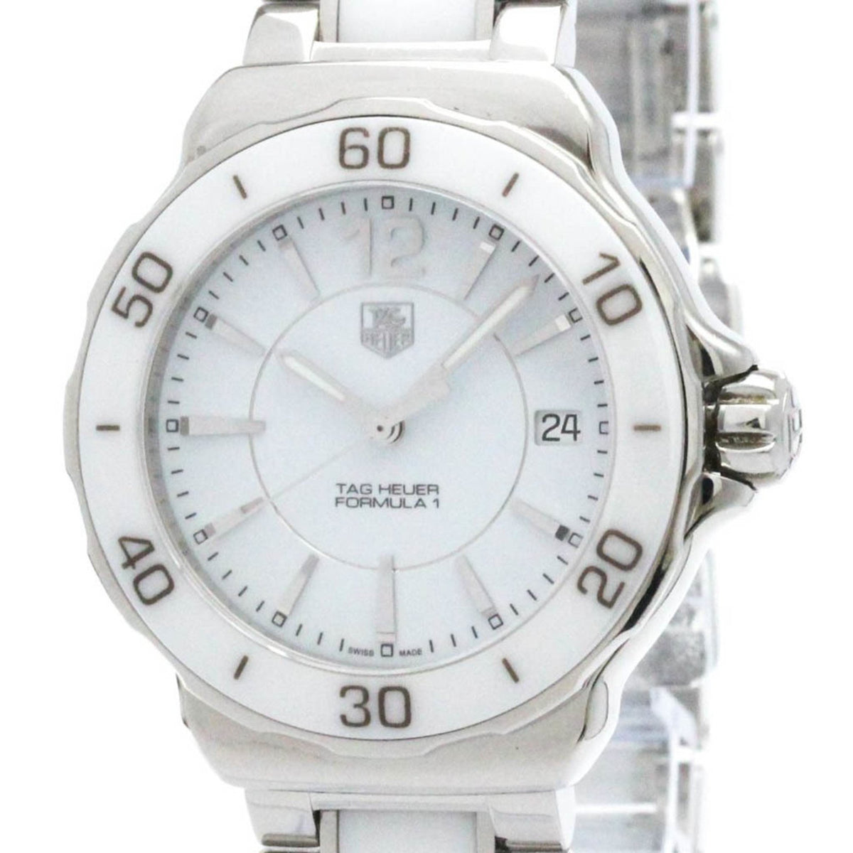 Gebrauchte TAG HEUER Formula 1 Keramik Stahl Quarz Damenuhr WAH1211 Poliert 