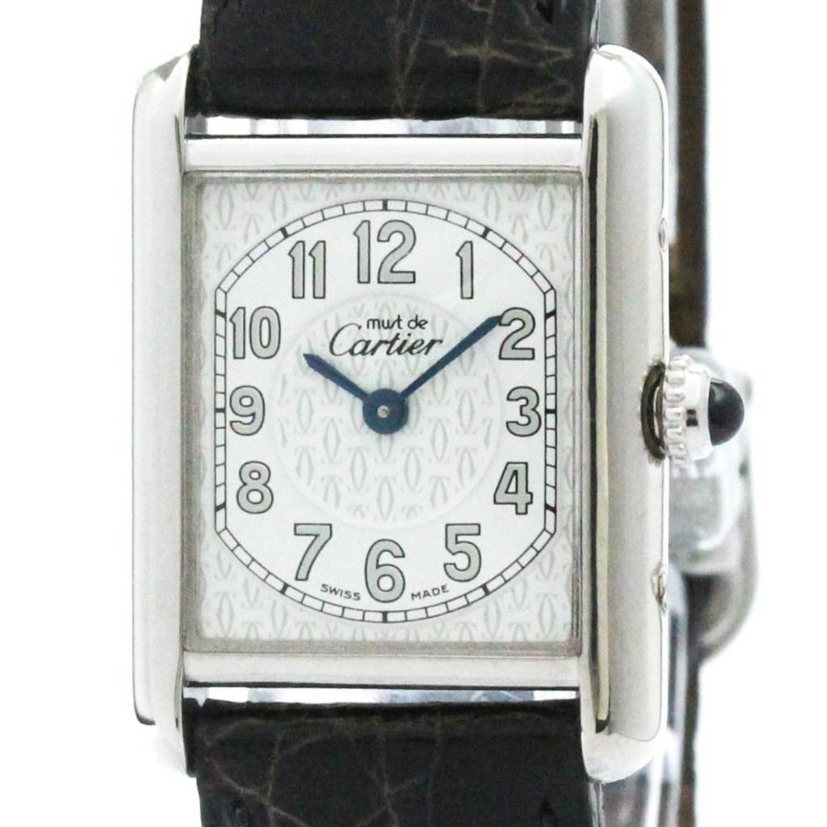 Gebrauchte CARTIER Must Tank Edelstahl Leder Quarz Damenuhr W1014254 