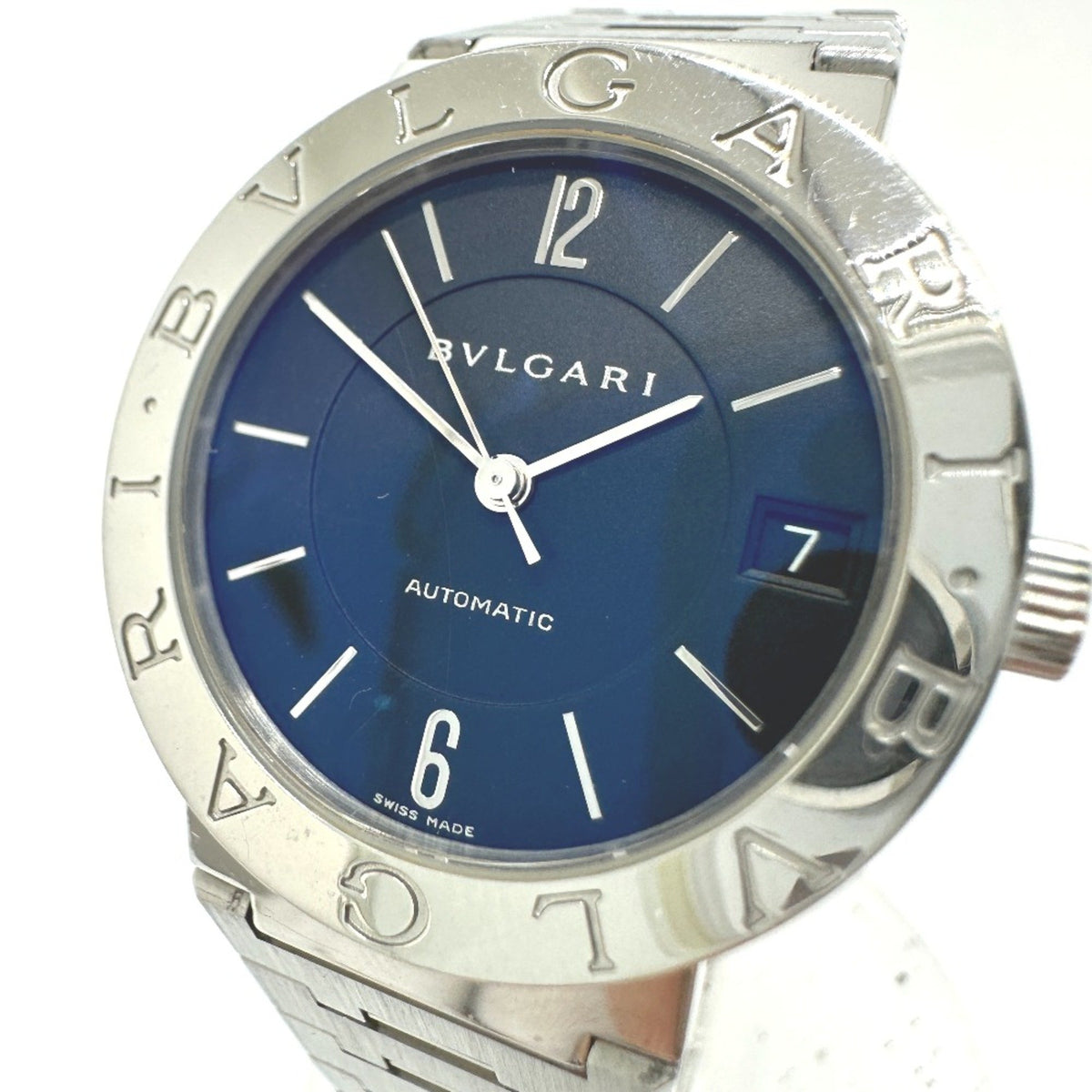 Gebrauchte Bvlgari BB33SAUTO Automatik-Armbanduhr mit Datum in Silber 