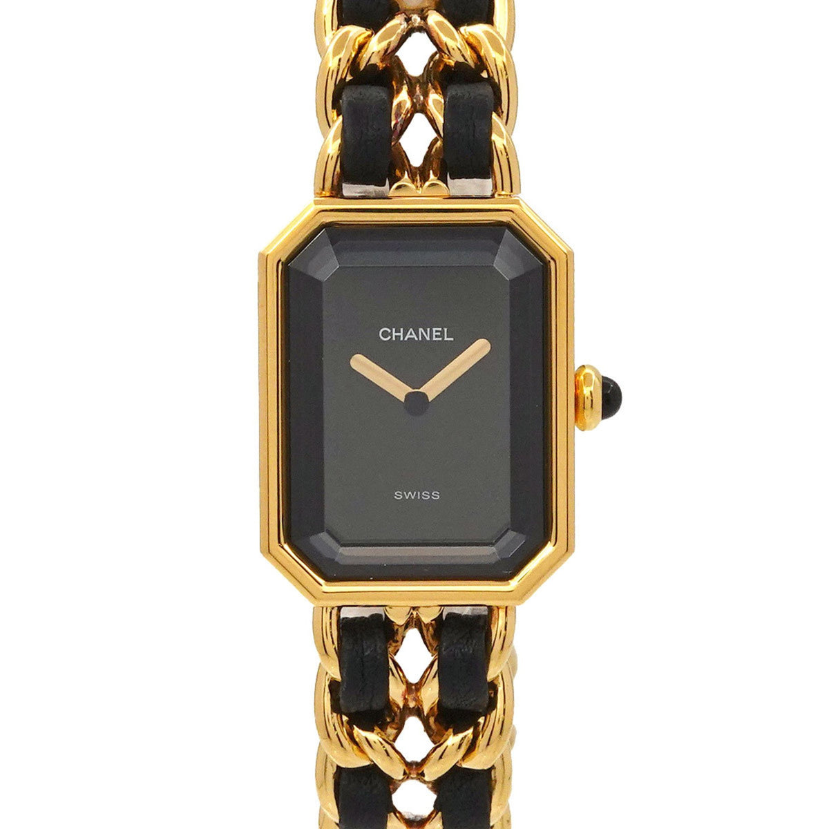 Gebrauchte CHANEL Premiere L Größe H0001 Damenuhr Schwarz Gold Quarz 