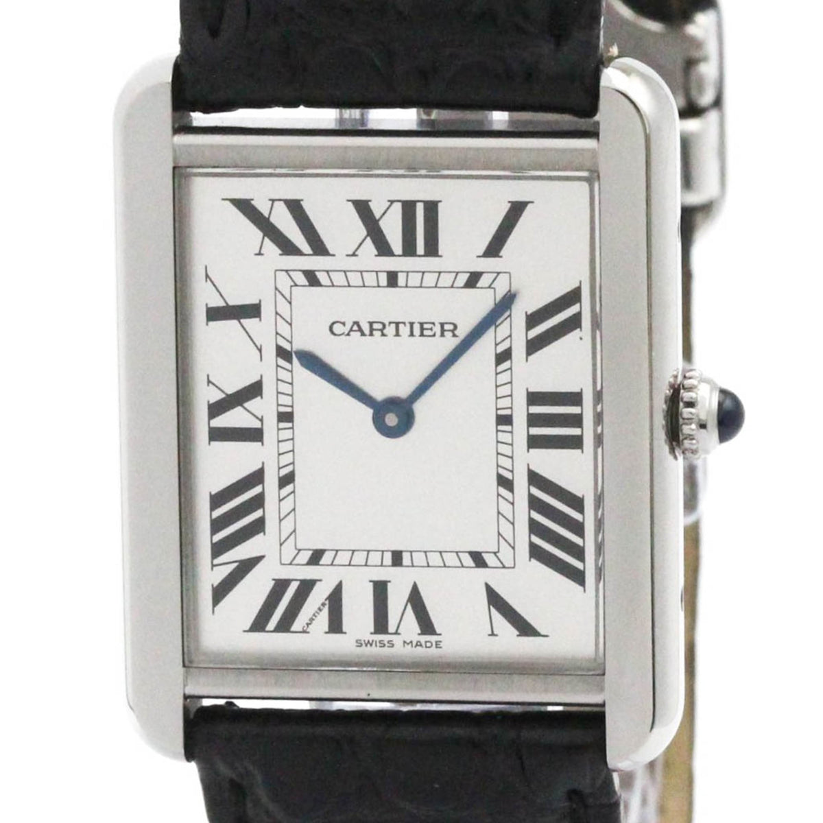 Pre-Owned CARTIER Tank Solo LM Steel Quartz Mens Watch W1018355 Polished