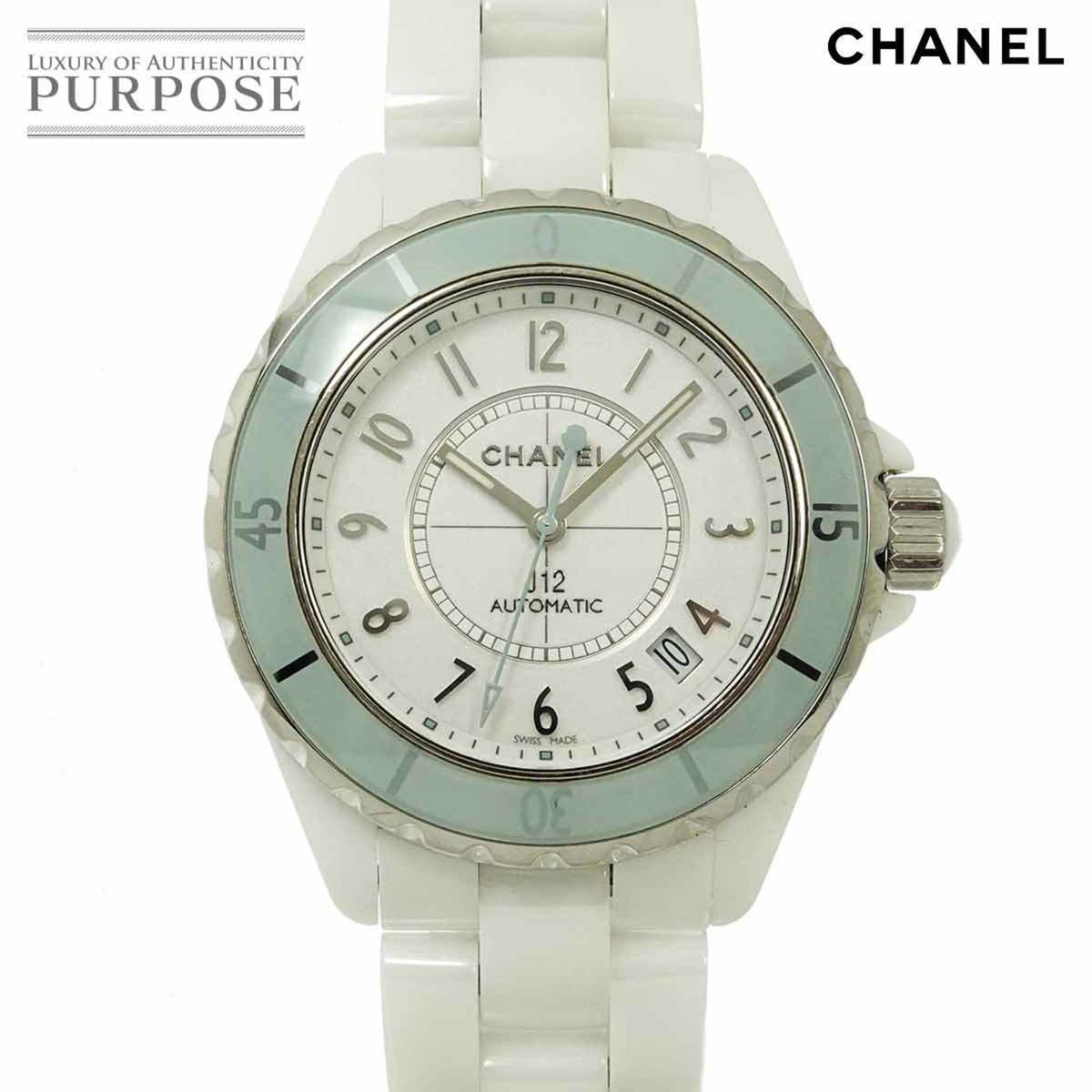 Pre-Owned CHANEL J12 Soft Mint H4465 Men's Automatic Watch, White Ceramic, Limited Edition of 1,200 Pieces Worldwide