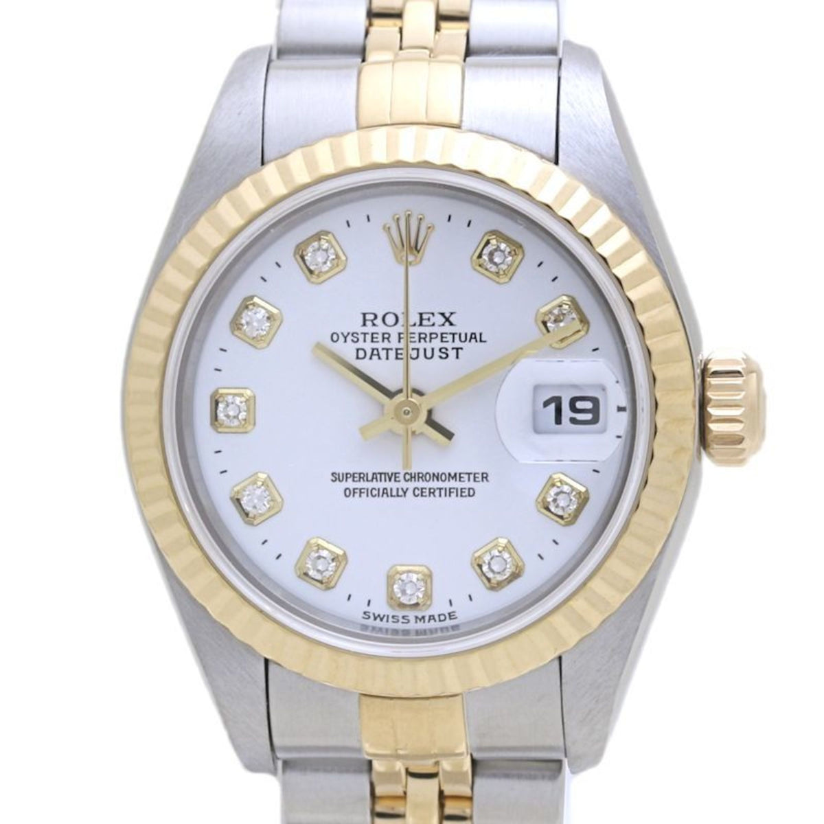 Pre-Owned ROLEX Rolex Datejust 10P Diamond White 79173G Women's Watch in 18K Yellow Gold and Stainless Steel 40078