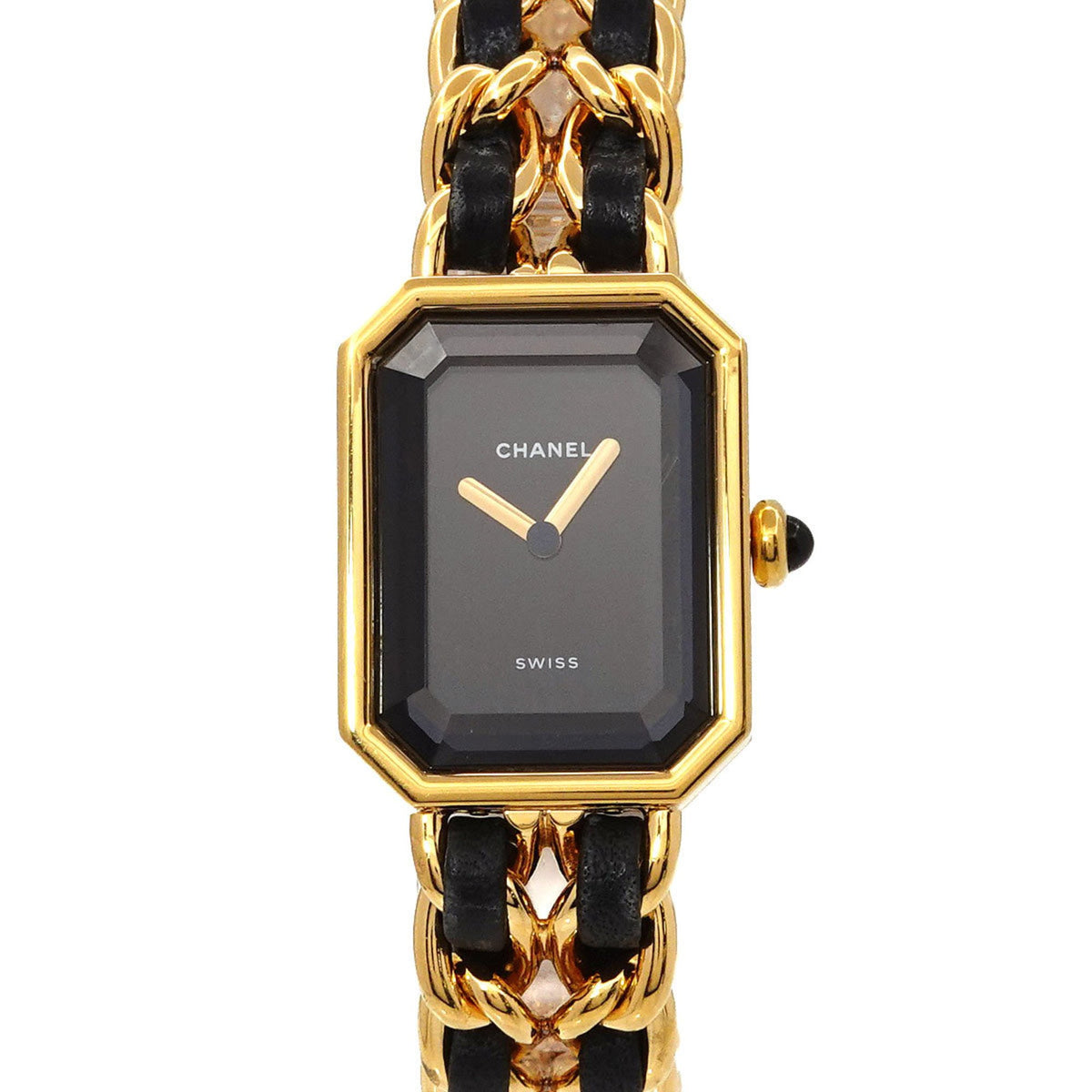 Gebrauchte CHANEL Premiere M Größe H0001 Damenuhr Schwarz Gold Quarz 