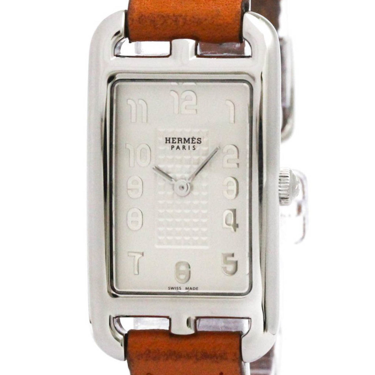 Gebrauchte HERMES Nantucket Edelstahl Quarz Damenuhr NA2.210 Poliert 