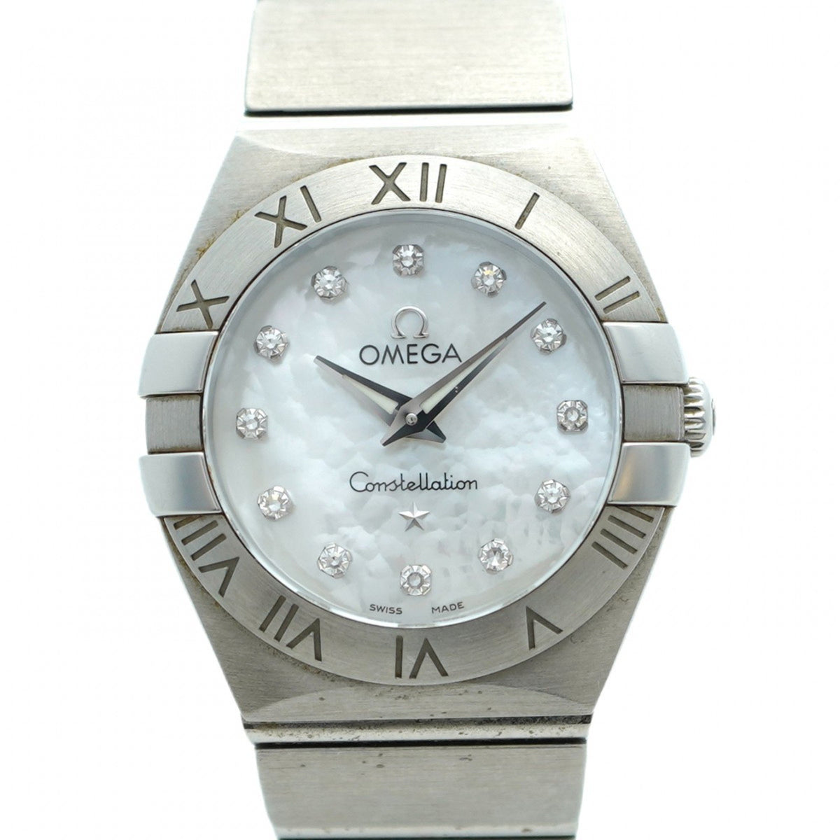 Gebrauchte Omega Constellation 123.10.24.60.55.001 Damenuhr mit weißem Zifferblatt 