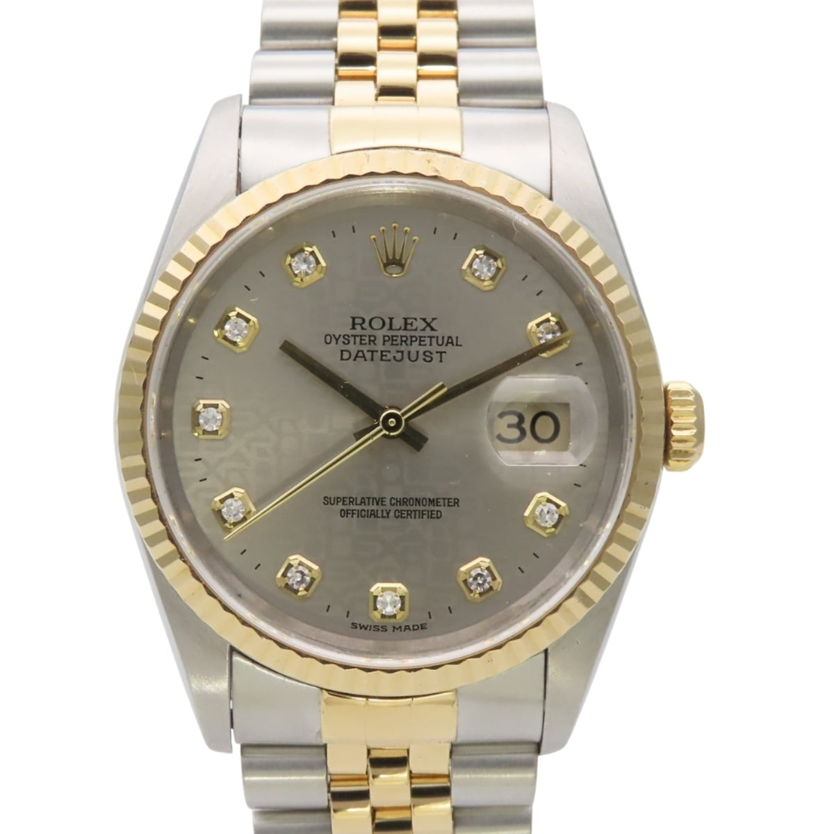Pre-Owned Rolex Datejust 36 16233G Stainless Steel 18K Yellow Gold Dial Gray Hori Computer Men's Watch ROLEX