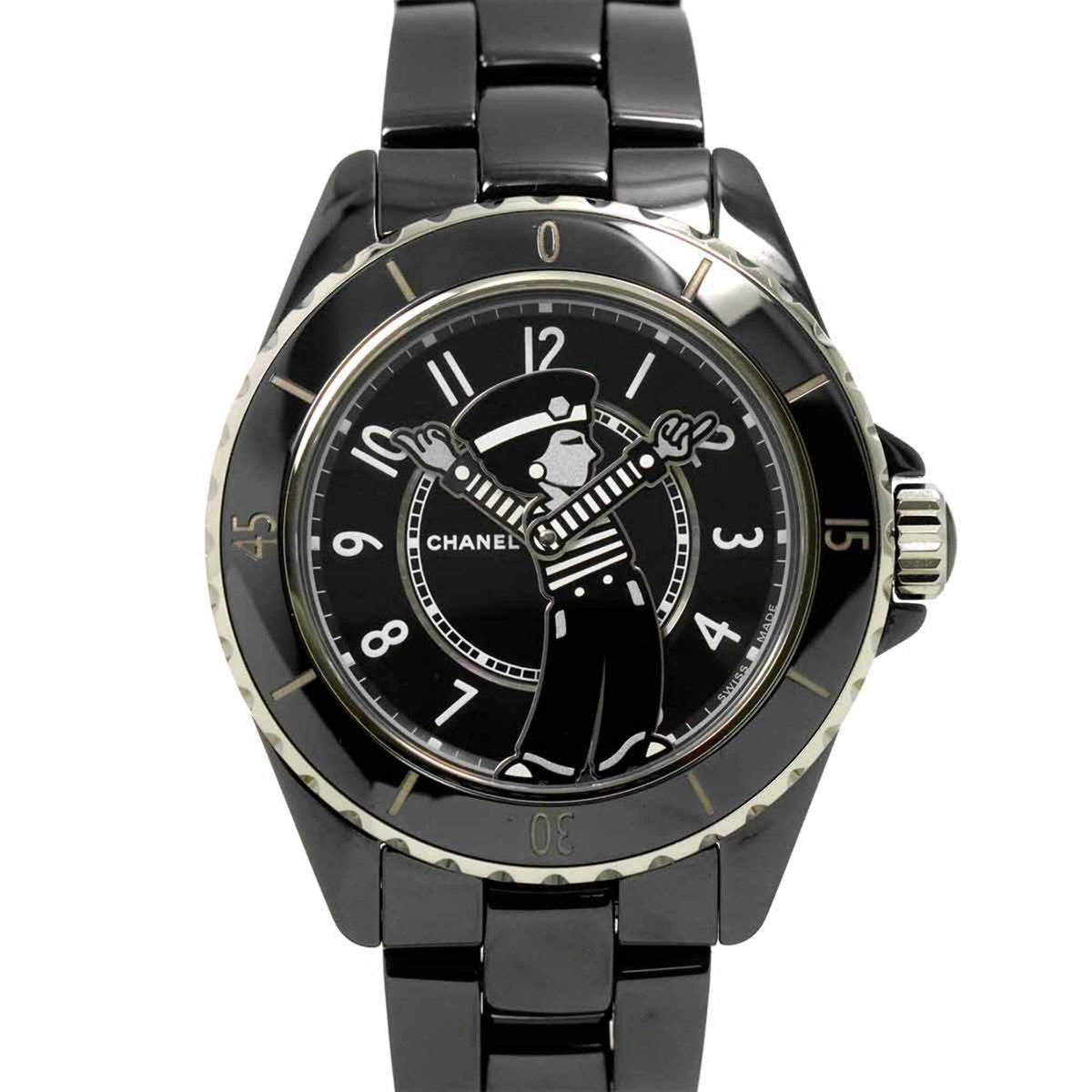Gebrauchte CHANEL Mademoiselle J12 La Pausa H7609 Limited Edition Herrenuhr Schwarz Keramik Automatik 