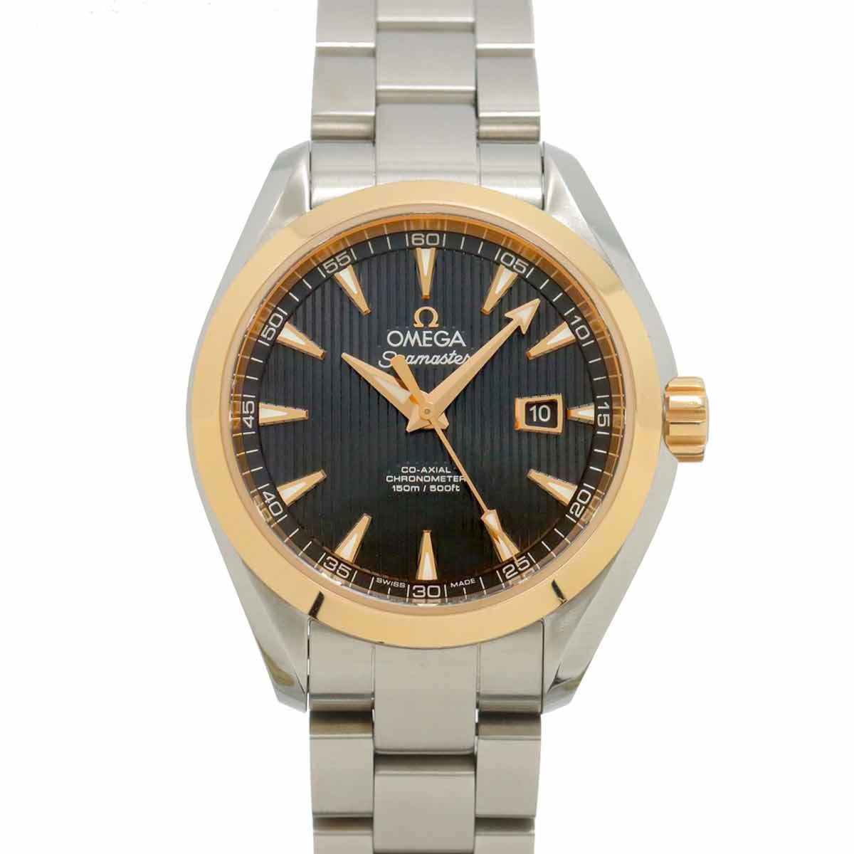 Pre-Owned OMEGA Seamaster Aqua Terra Co-Axial Two-Tone 231 20 34 01 003 Boys' Watch with Date Display, Black PG Pink Gold, Automatic