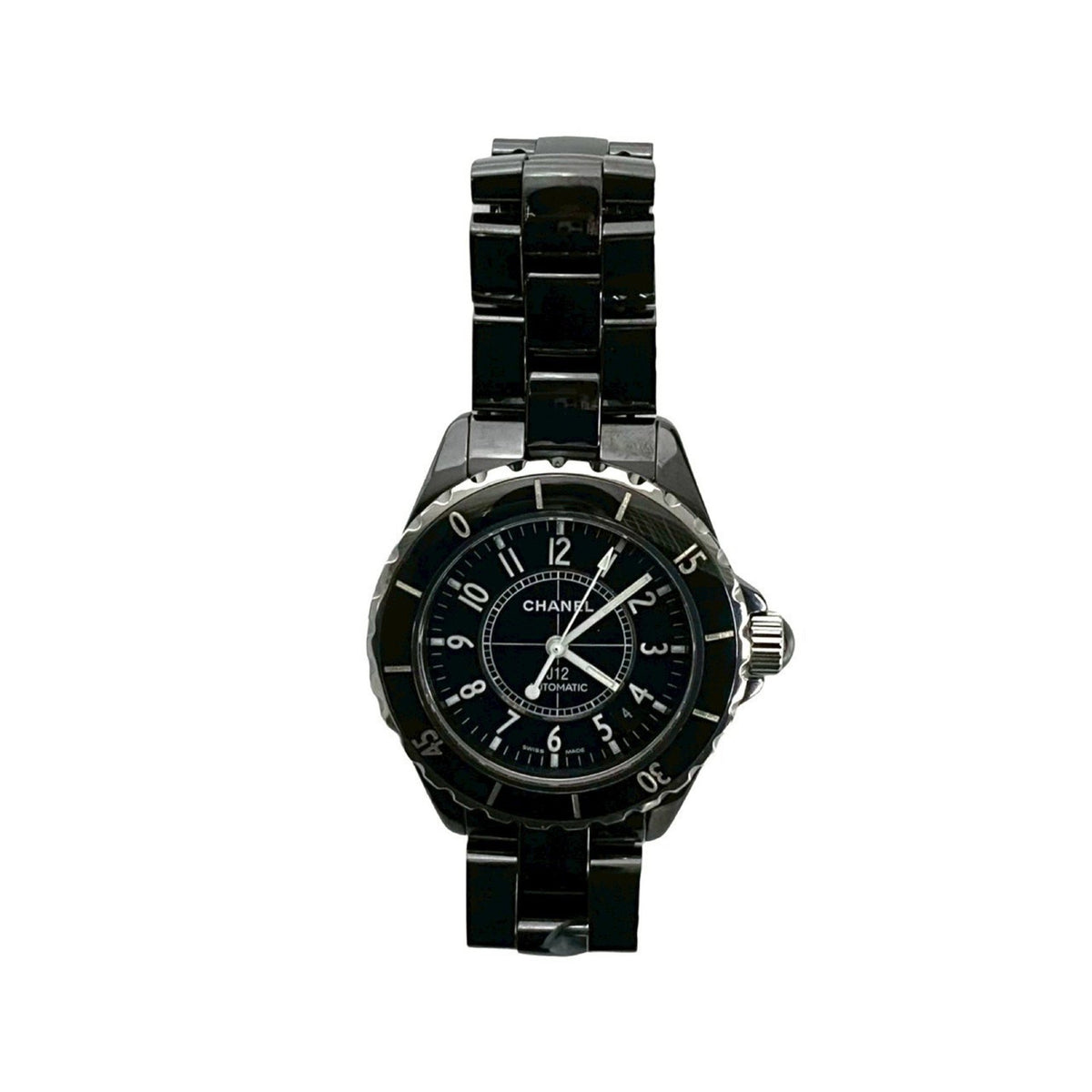 Pre-Owned CHANEL J12 Ceramic Automatic Watch, Men's Accessory, Black and Silver, 43802