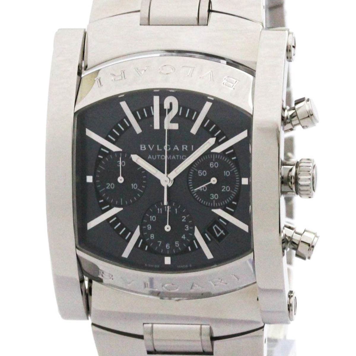 Gebrauchte BVLGARI Assioma Chronograph Stahl Automatik Herrenuhr AA48SCH Poliert 