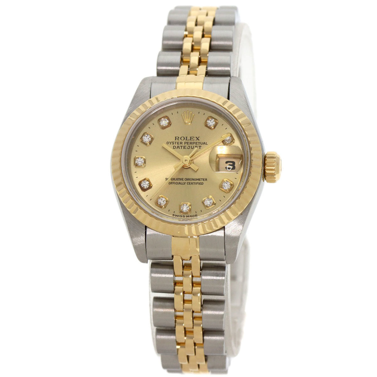 Gebrauchte Rolex 69173G Datejust 10P Diamant Uhr Edelstahl SSxK18YG Damen ROLEX 