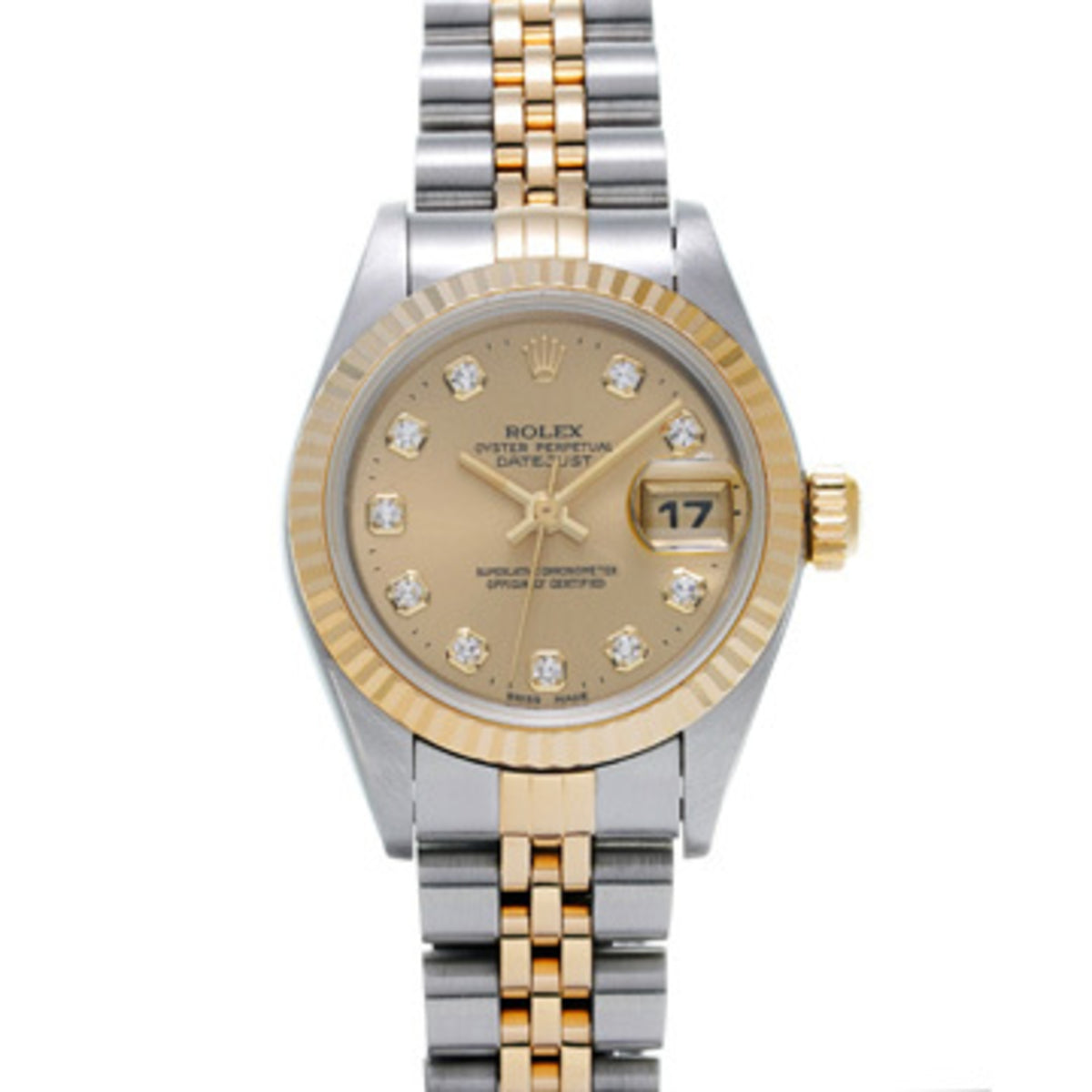 Gebrauchte Rolex Datejust 10P Diamond 69173G U-Serie (hergestellt um 1997) Champagner/Diamant Damenuhr Automatik 