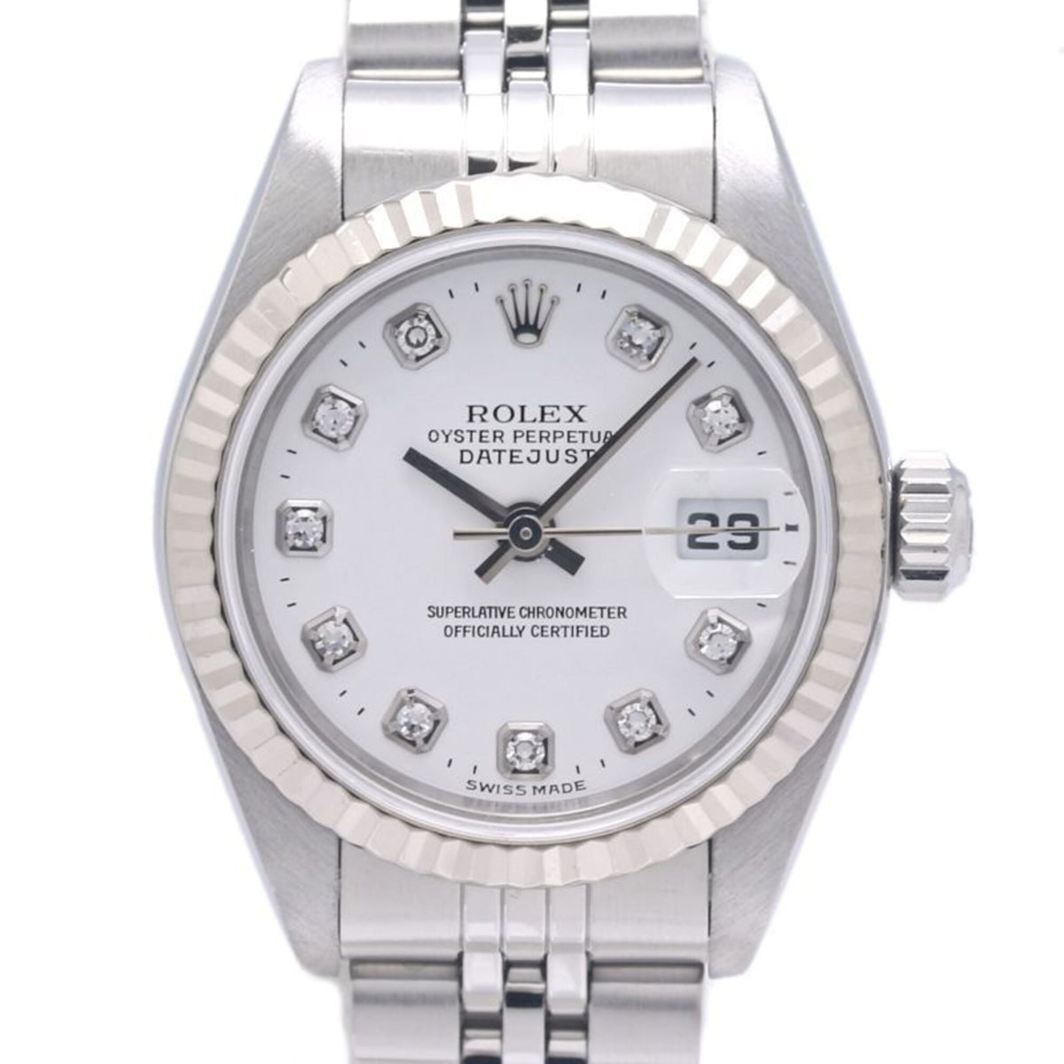 Pre-Owned ROLEX Datejust 10P Diamond 79174G Women's Watch 18K White Gold x Stainless Steel 40302