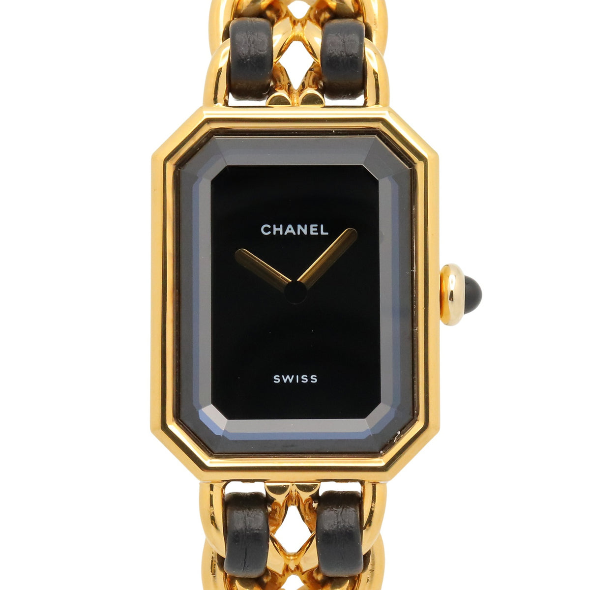Pre-Owned Chanel CHANEL Premi?re M Watch, Gold Plated Leather, Women's, Black, H0001