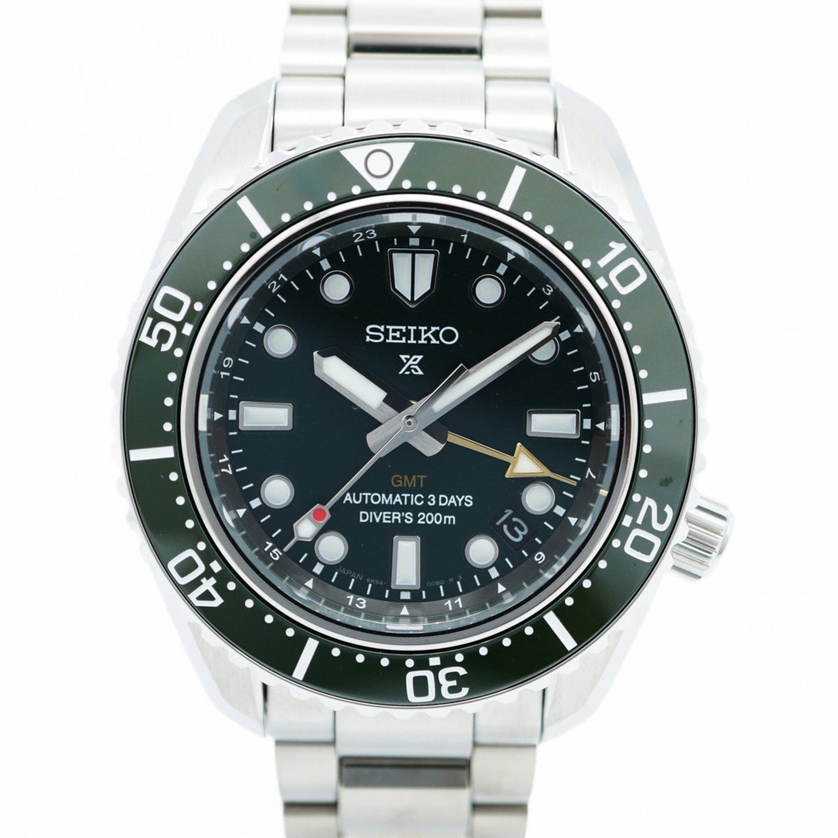 Gebrauchte Seiko Prospex 6R54-00D0 Herrenuhr mit grünem Zifferblatt 