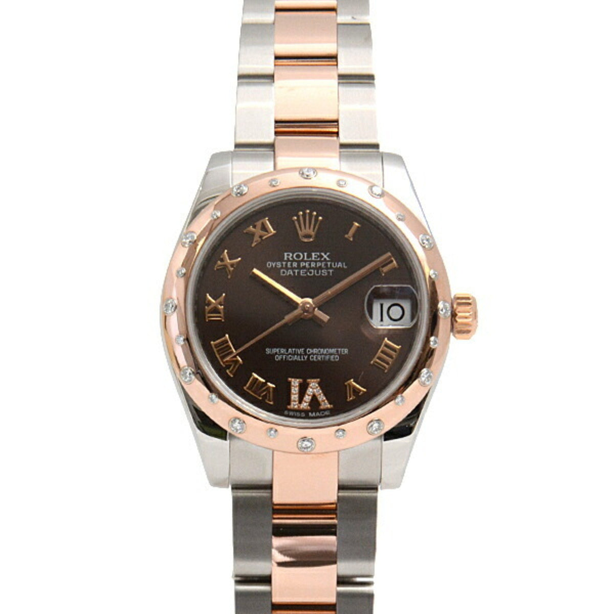 Gebrauchte Rolex Uhr Damen Datejust 31 Chocolate Automatik G Serie Braunes Zifferblatt Edelstahl Gold ROLEX 178341 SS x 750PG 