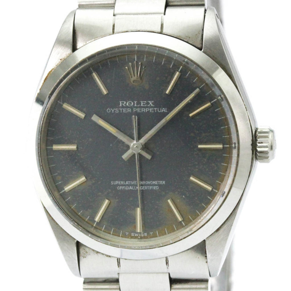 Pre-Owned ROLEX Oyster Perpetual 1002 Steel Automatic Mens Watch Vintage
