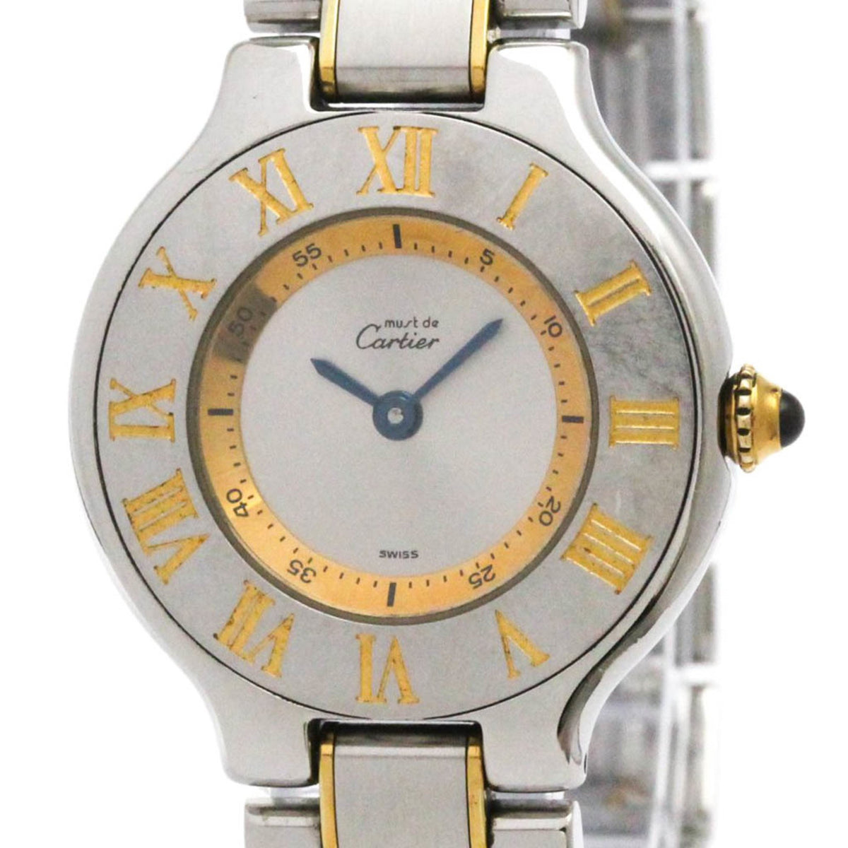 Gebrauchte CARTIER Must 21 vergoldete Stahlquarz-Damenuhr W10073R6 poliert 