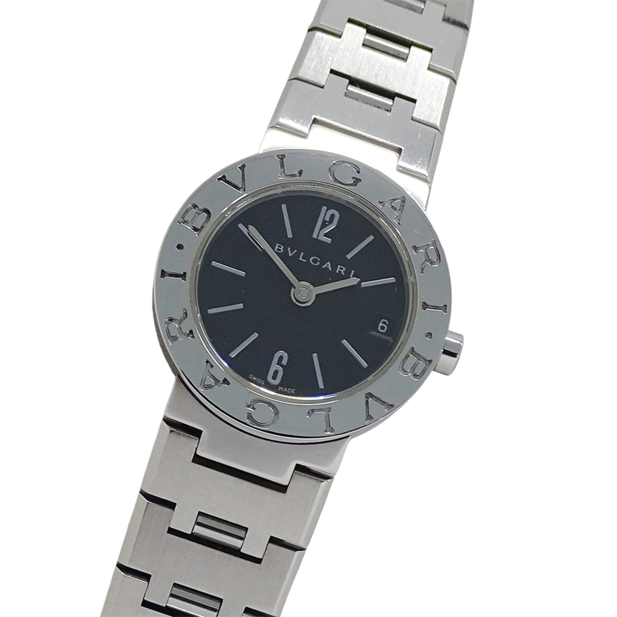 Pre-Owned Bulgari BVLGARI Women's Watch, Brand: Date Quartz QZ Stainless Steel SS BB23SS Silver Black Round