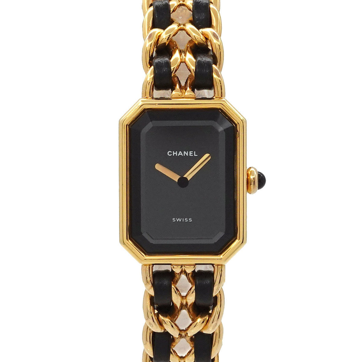 Gebrauchte CHANEL Premiere L Größe H0001 Damenuhr Schwarz Gold Quarz 