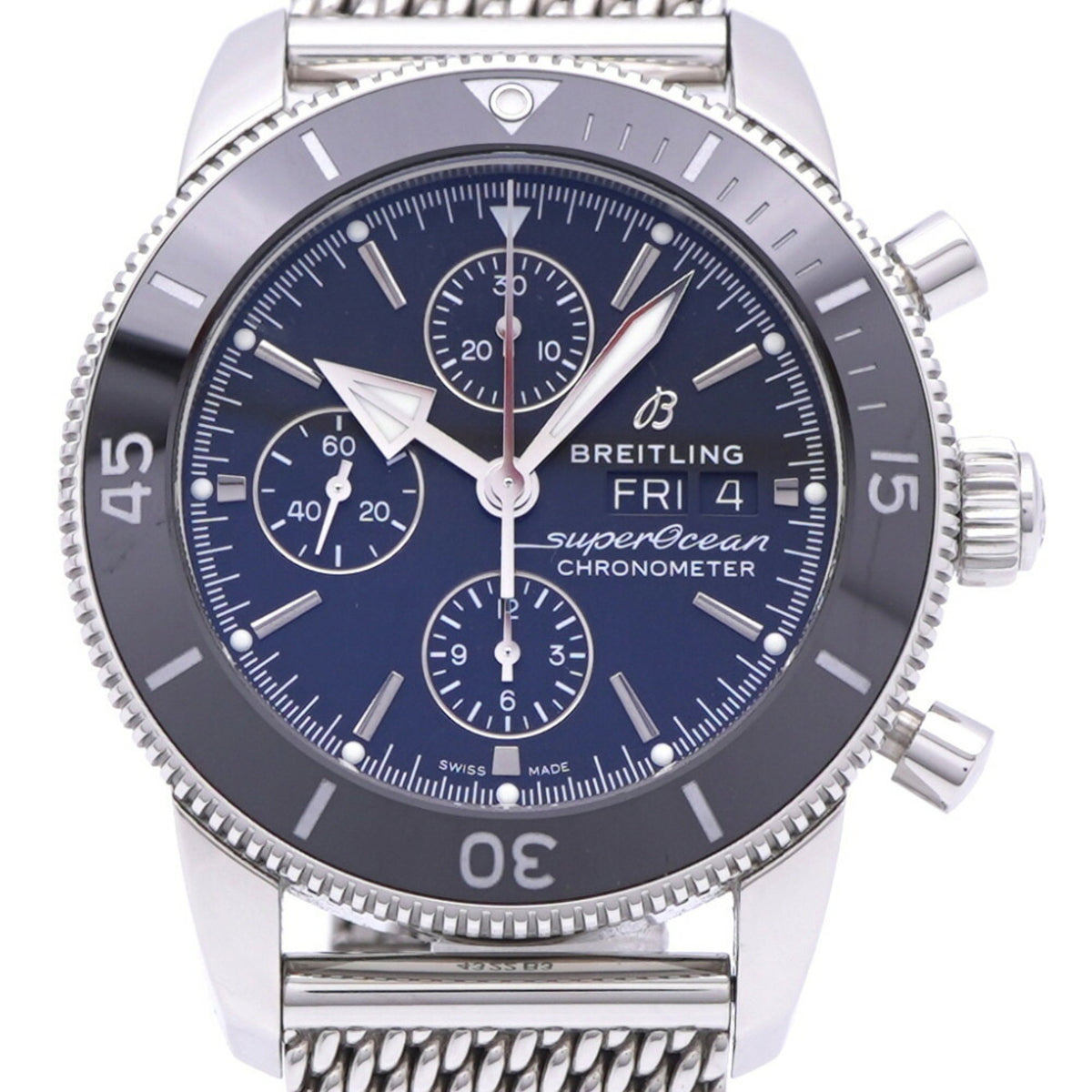 Pre-Owned Like new Breitling Superocean Heritage II A13313 automatic watch in stainless steel with a black dial (0963BREITLING) for men.