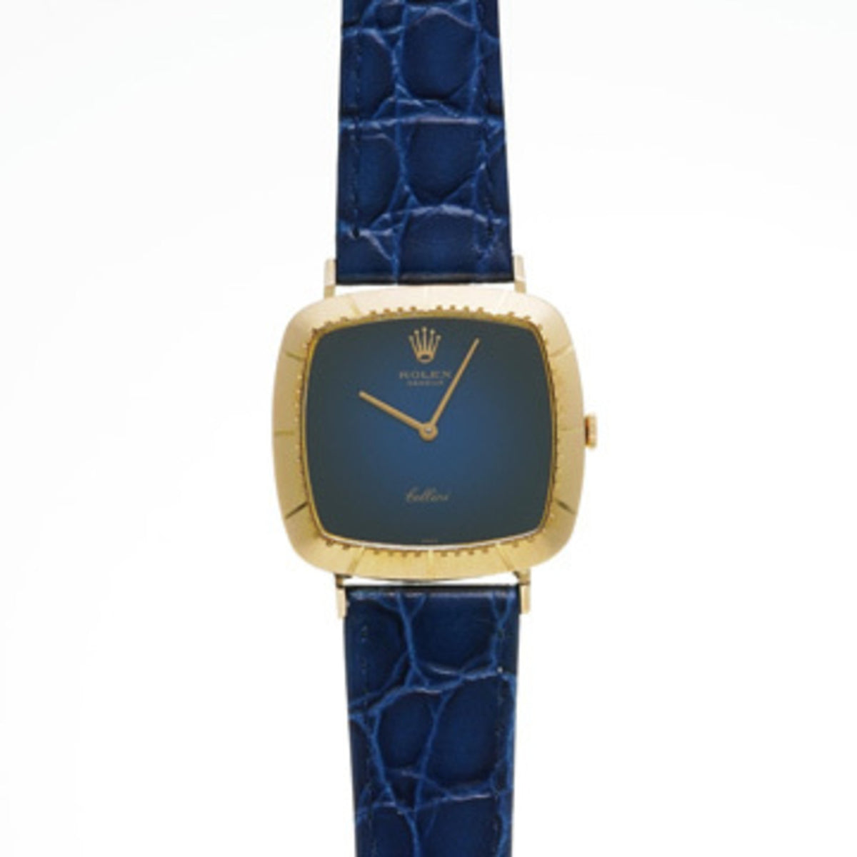 Gebrauchte Rolex Cellini 4084 40er Serie (hergestellt um 1975) Blaue Herrenuhr Handaufzug 