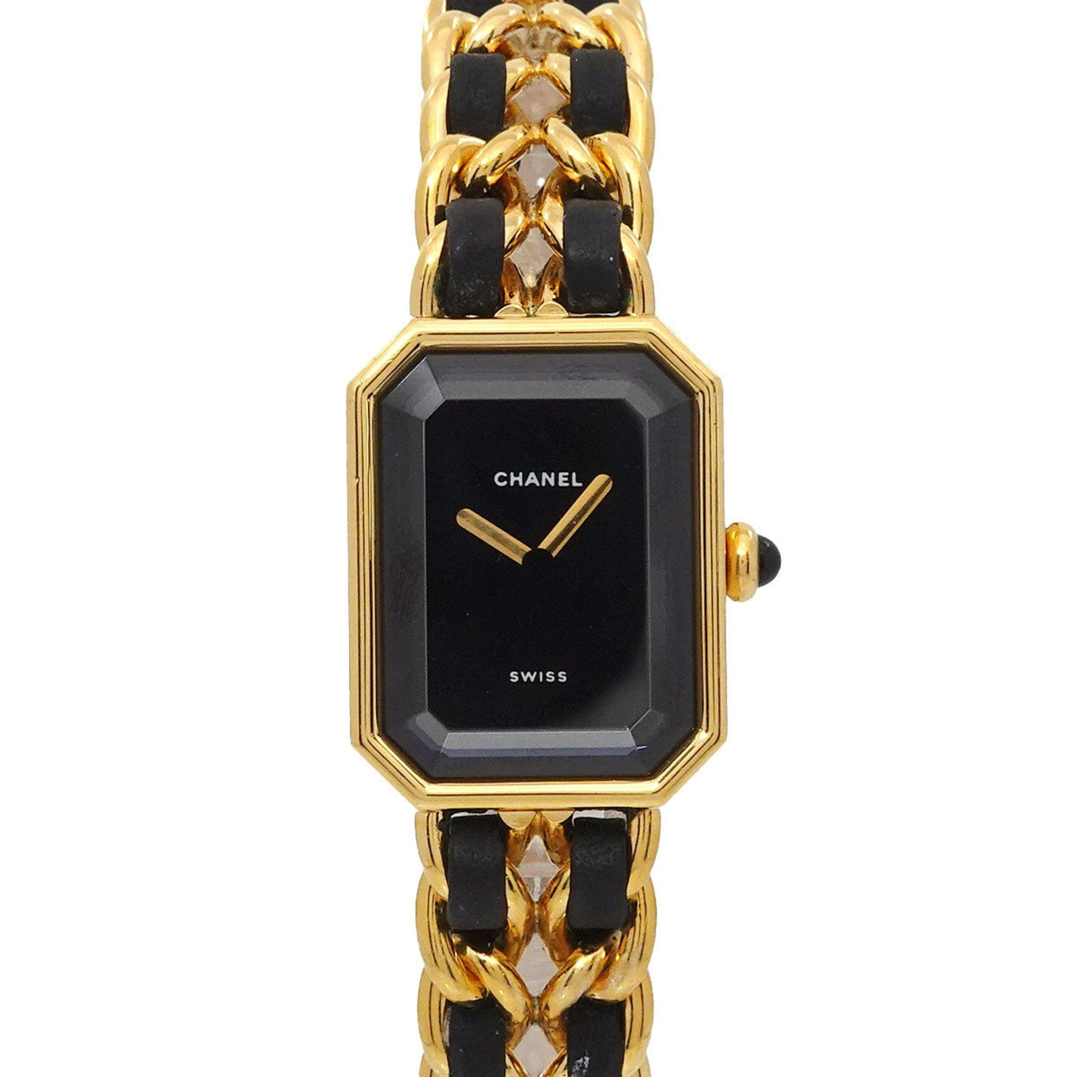 Gebrauchte CHANEL Premiere XL Größe H0001 Damenuhr Schwarz Gold Quarz 
