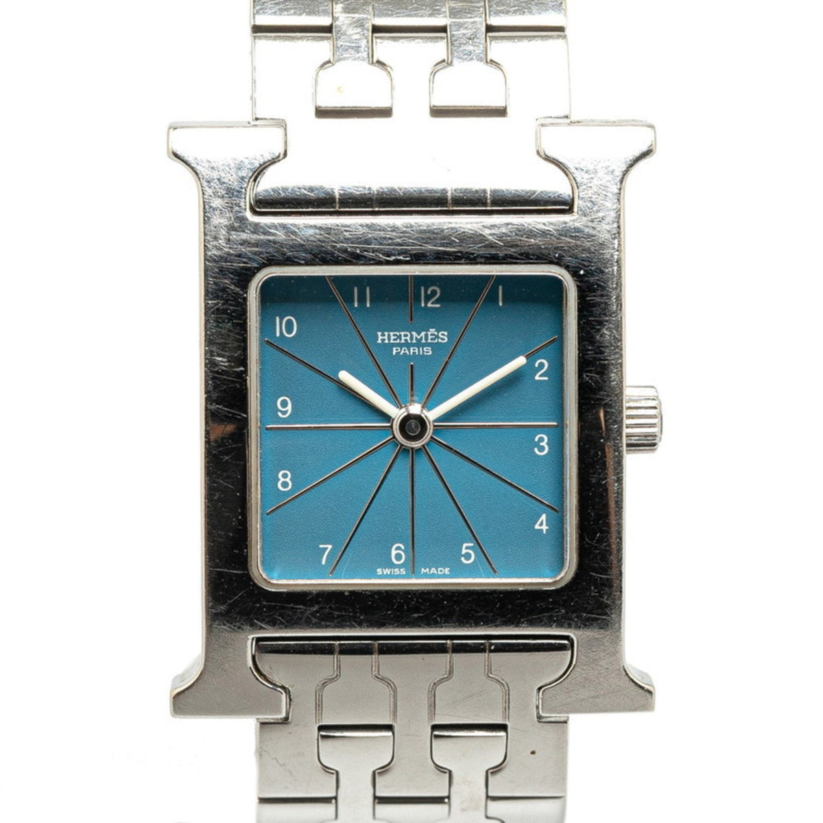 Gebrauchte Hermes H Uhr Armbanduhr HH1.210 Quarz Blaues Zifferblatt Edelstahl Damen HERMES 