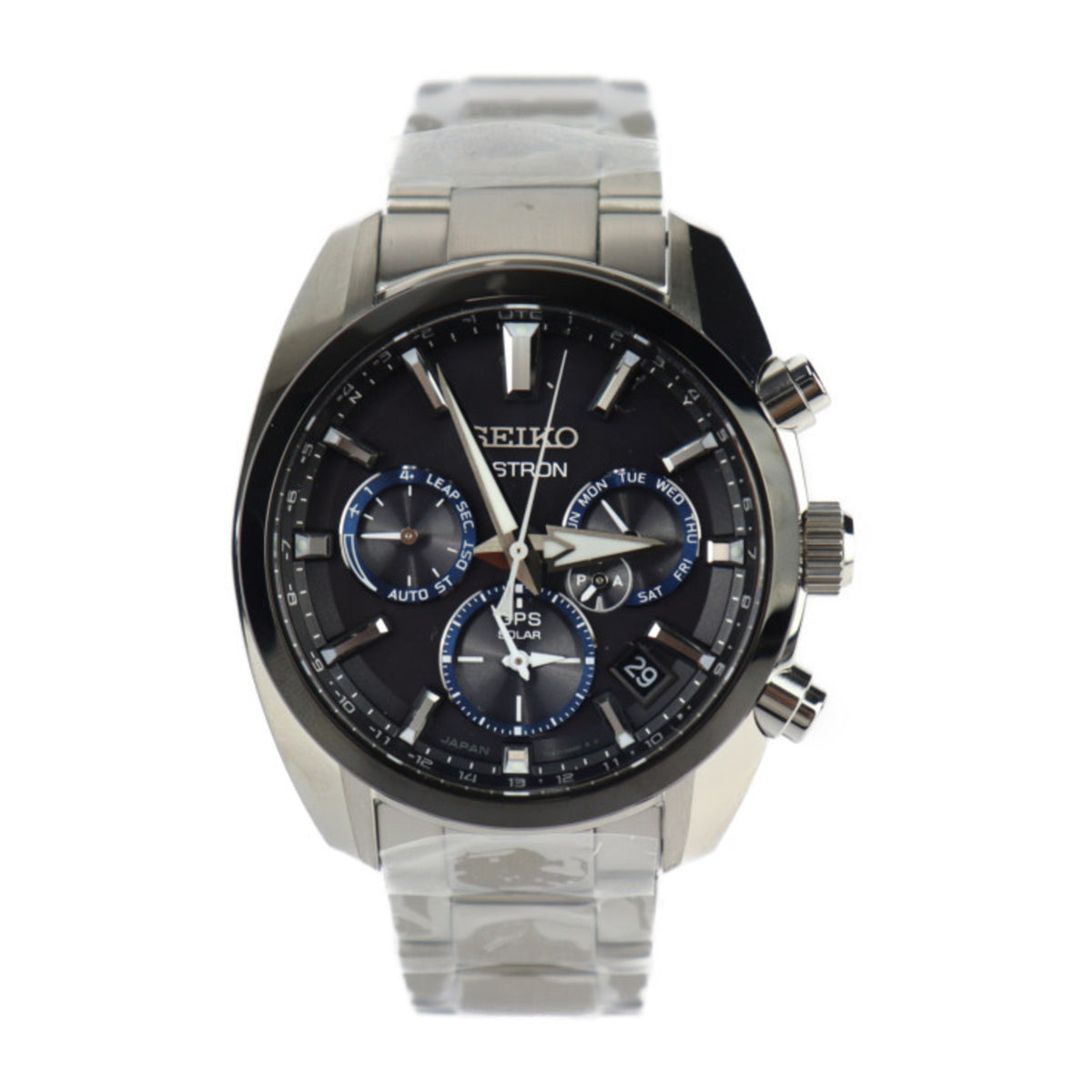 Gebrauchte SEIKO ASTRON Dual Time 5X Serie Uhr SBXC053 Edelstahl Silber Schwarz Blau Solar Radio GPS 5X53-0AJ0 R2425073010101 