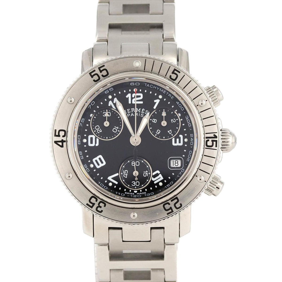 Pre-Owned Herm?s Clipper Diver Chronograph CL2.310 Stainless Steel Quartz Watch