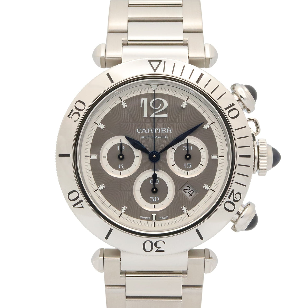 Pre-Owned Cartier Pasha de Chronograph Watch, Stainless Steel, Men's, Gray, WSPA0027