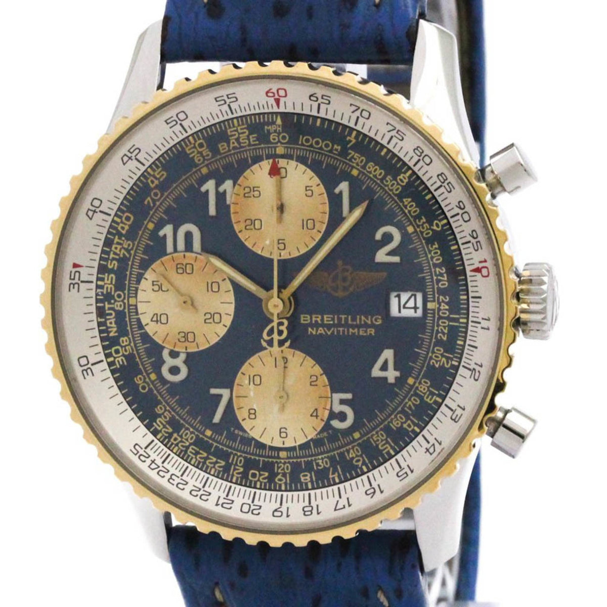 Pre-Owned BREITLING Old Navitimer 18K Gold Steel Automatic Watch D13022 Polished