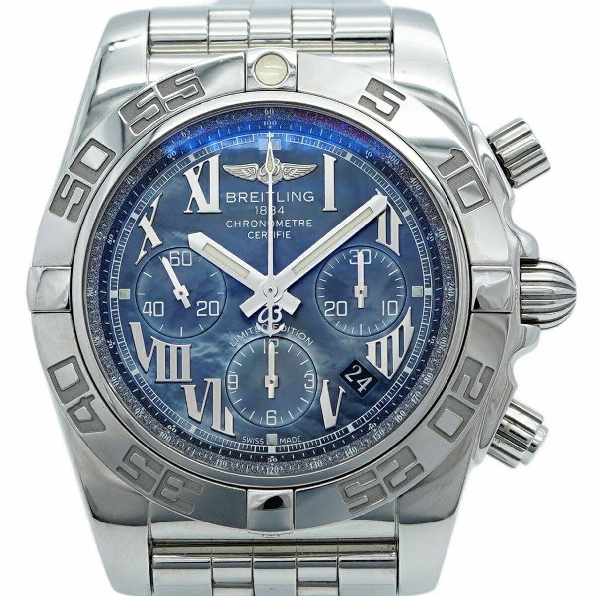 Pre-Owned Breitling Chronomat 44 AB0111 Blue Dial Men's Watch
