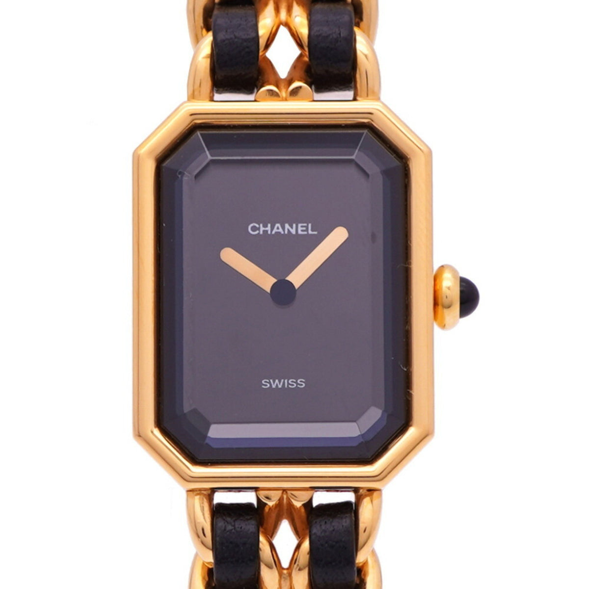 Pre-Owned CHANEL Quartz Premiere H0001 Watch, GP/Leather, Black, 0175CHANEL Women's